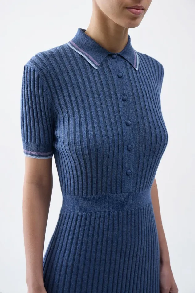 Gabriela Hearst Knitwear Women Eyot Knit Dress In Denim Blue Cashmere Silk