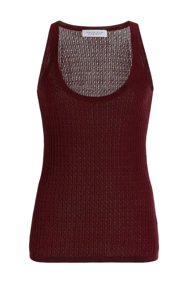 Gabriela Hearst Knitwear Women Graham Pointelle Knit Tank Top In Windsor Wine Cashmere Silk Gabriela Hearst Knitwear Women Graham Pointelle Knit Tank Top In Windsor Wine Cashmere Silk