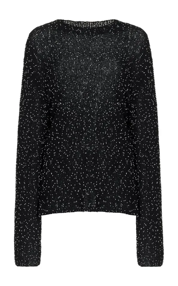 Gabriela Hearst Knitwear Women Jan Oversized Knit Sweater In Black Beaded Silk Gabriela Hearst Knitwear Women Jan Oversized Knit Sweater In Black Beaded Silk