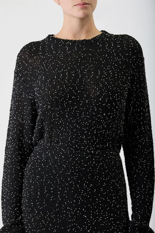 Gabriela Hearst Knitwear Women Jan Oversized Knit Sweater In Black Beaded Silk