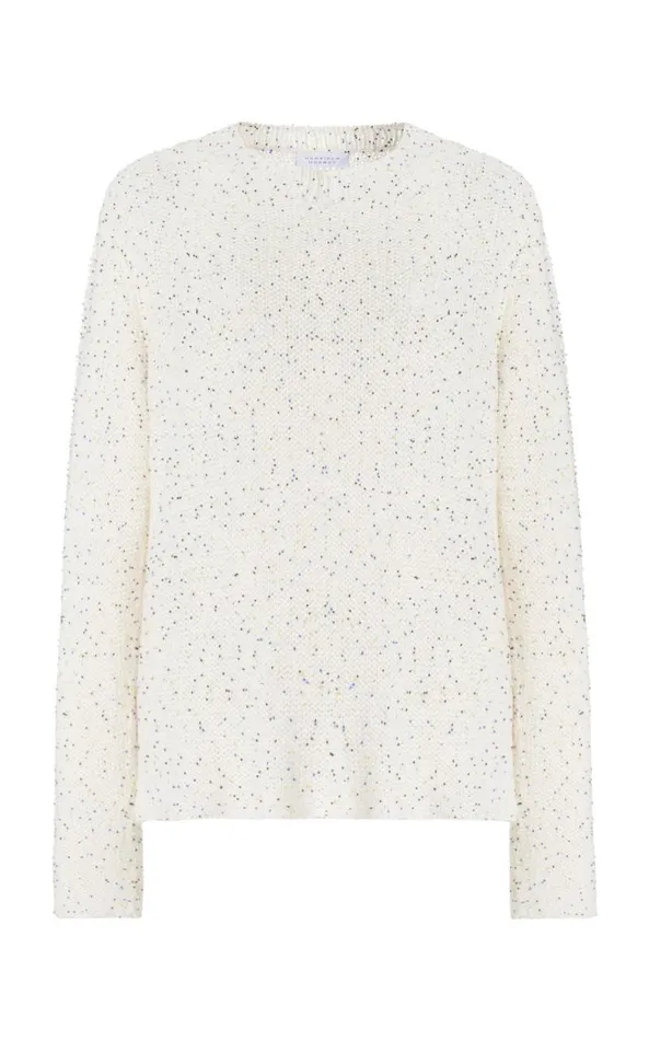 Gabriela Hearst Knitwear Women Jan Oversized Knit Sweater In White Beaded Silk Gabriela Hearst Knitwear Women Jan Oversized Knit Sweater In White Beaded Silk