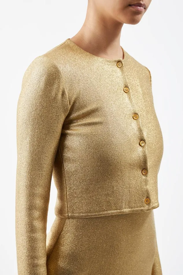 Gabriela Hearst Knitwear Women Katia Knit Cardigan In Gold Merino Wool