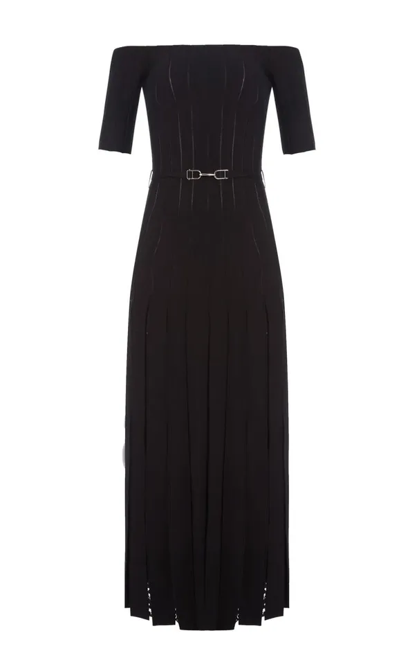 Gabriela Hearst Knitwear Women Kurt Knit Pleated Dress In Black Merino Wool
