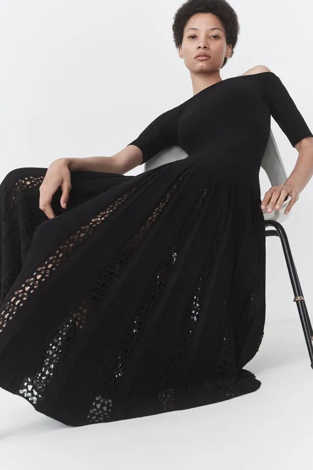 Gabriela Hearst Knitwear Women Kurt Knit Pleated Dress In Black Merino Wool