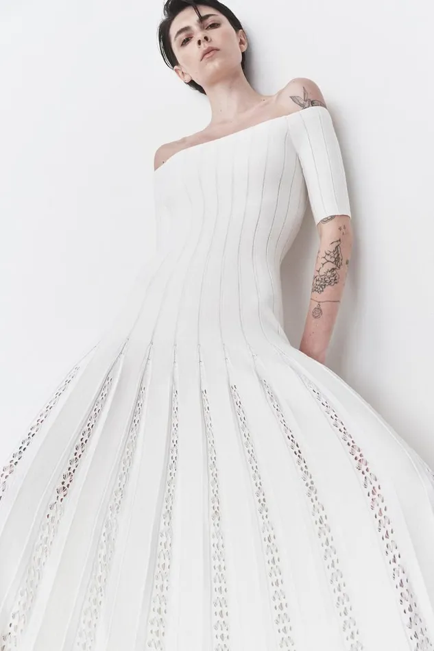 Gabriela Hearst Knitwear Women Kurt Knit Pleated Dress In Ivory Merino Wool