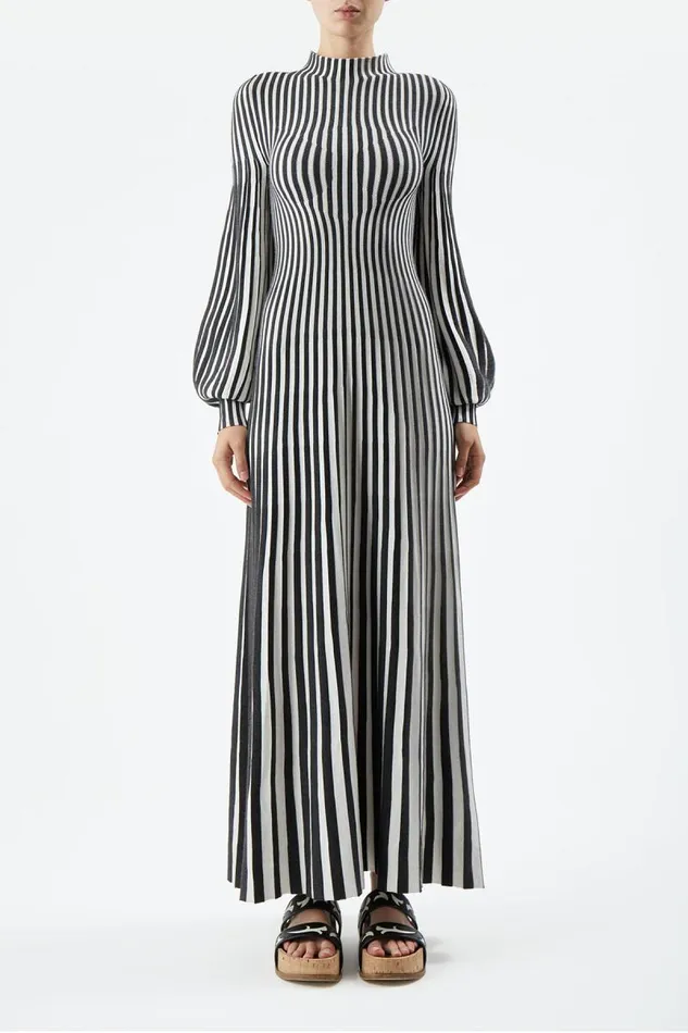 Gabriela Hearst Knitwear Women Lee Knit Dress In Charcoal and Ivory Cashmere Silk