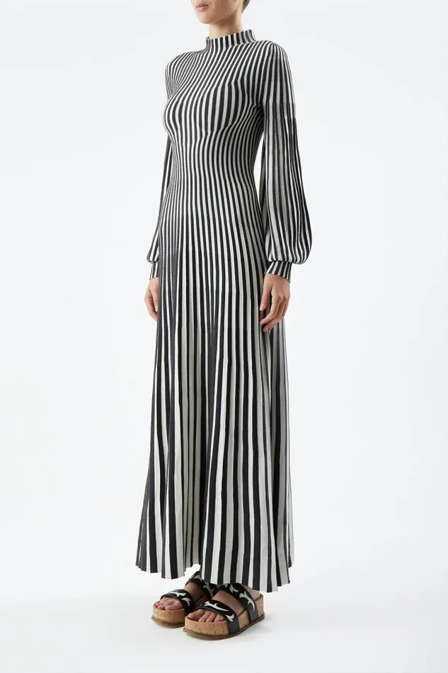 Gabriela Hearst Knitwear Women Lee Knit Dress In Charcoal and Ivory Cashmere Silk