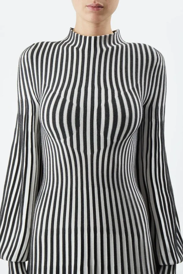 Gabriela Hearst Knitwear Women Lee Knit Dress In Charcoal and Ivory Cashmere Silk