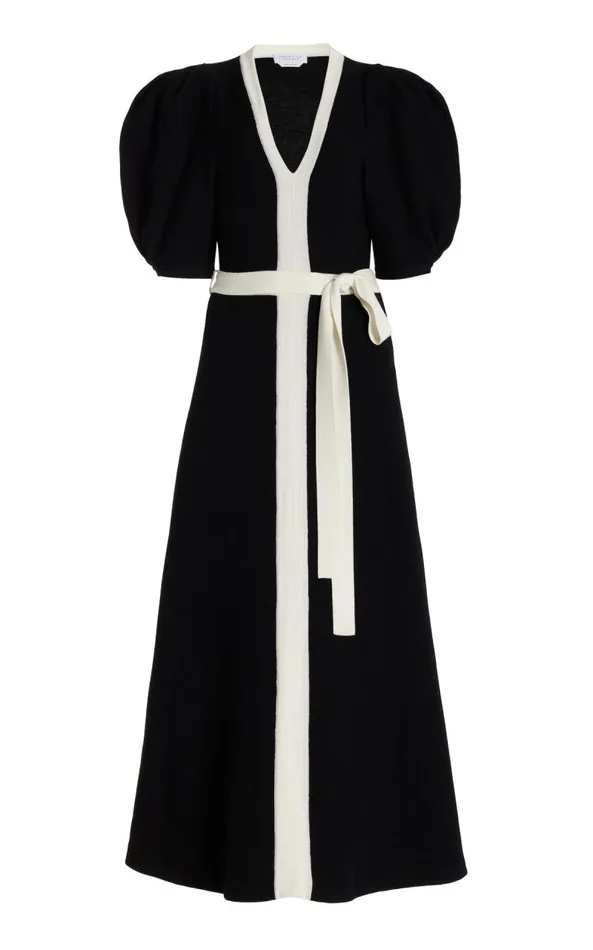 Gabriela Hearst Knitwear Women Lilias Knit Dress In Black and Ivory Merino Wool Gabriela Hearst Knitwear Women Lilias Knit Dress In Black and Ivory Merino Wool