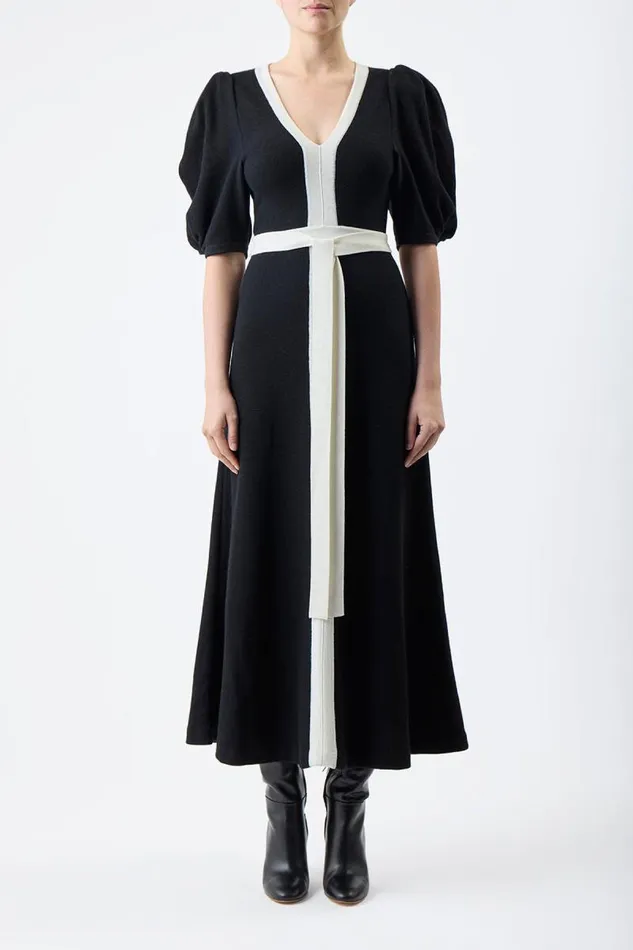 Gabriela Hearst Knitwear Women Lilias Knit Dress In Black and Ivory Merino Wool
