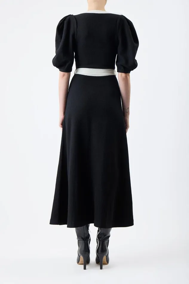 Gabriela Hearst Knitwear Women Lilias Knit Dress In Black and Ivory Merino Wool