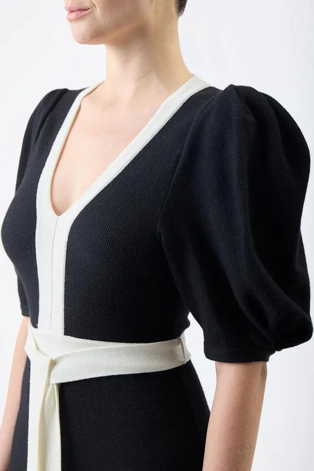 Gabriela Hearst Knitwear Women Lilias Knit Dress In Black and Ivory Merino Wool
