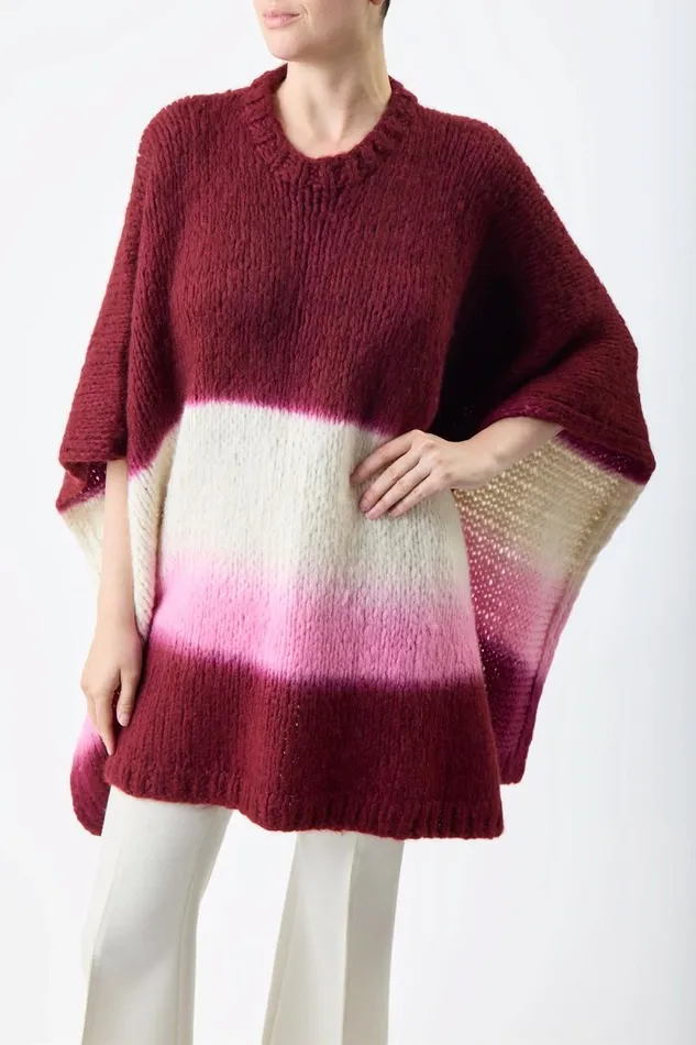 Gabriela Hearst Knitwear Women Lyla Knit Ponco In Dip Dye Bordeaux Multi Welfat Cashmere