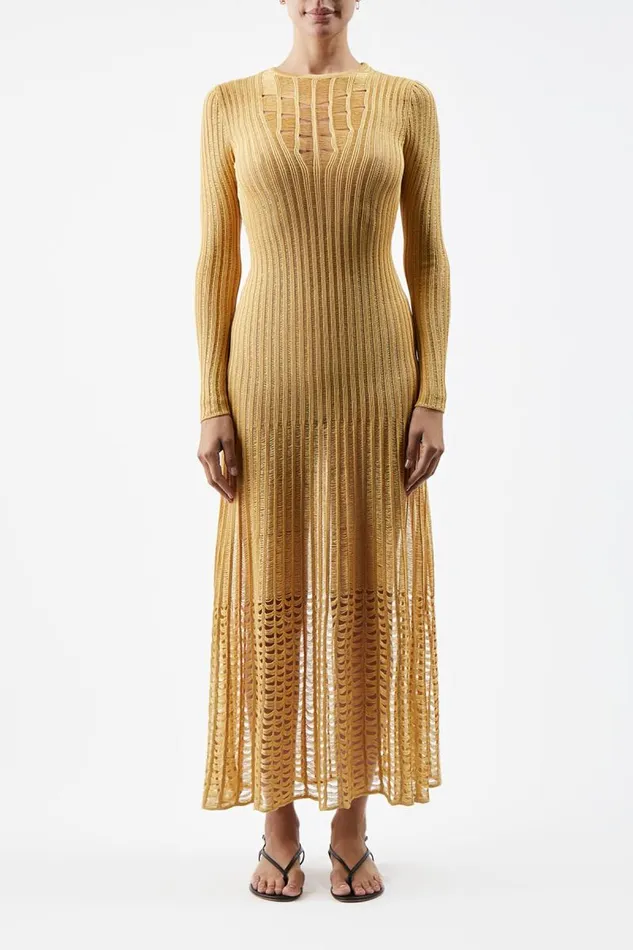 Gabriela Hearst Knitwear Women Maia Knit Dress In Gold Shappe Silk