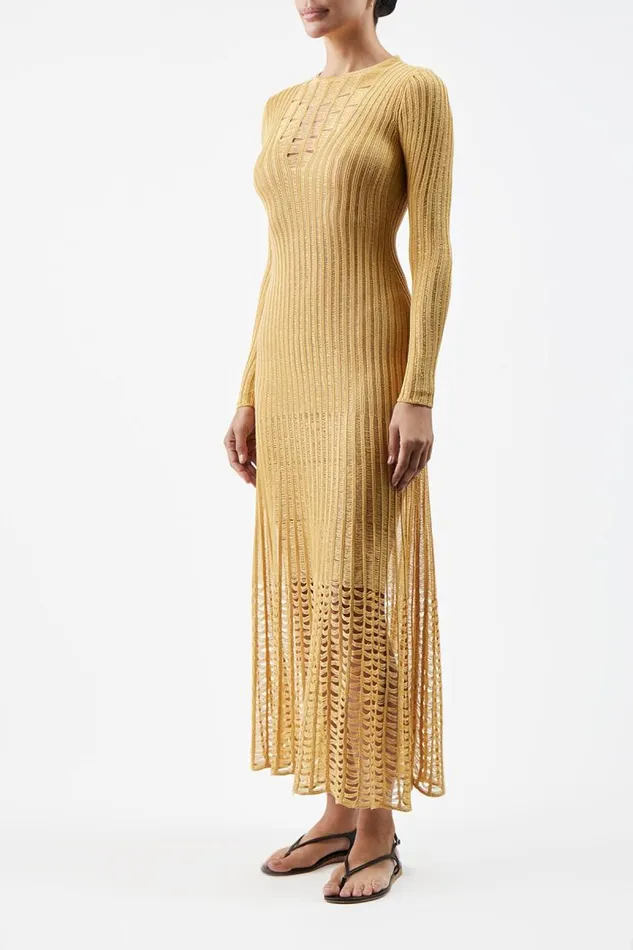 Gabriela Hearst Knitwear Women Maia Knit Dress In Gold Shappe Silk