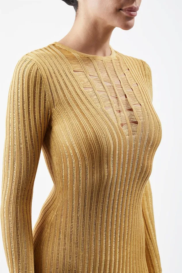 Gabriela Hearst Knitwear Women Maia Knit Dress In Gold Shappe Silk