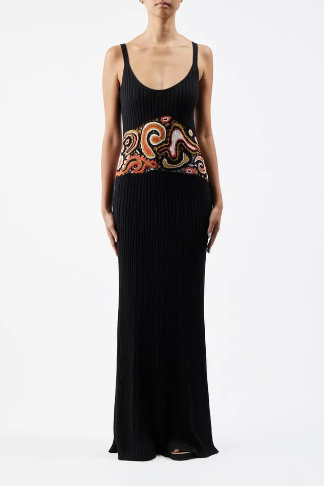 Gabriela Hearst Knitwear Women Mila Lace Knit Dress In Black Multi Cashmere Silk