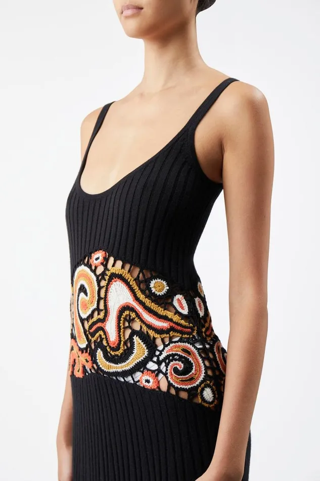Gabriela Hearst Knitwear Women Mila Lace Knit Dress In Black Multi Cashmere Silk