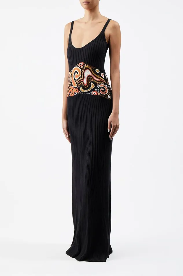 Gabriela Hearst Knitwear Women Mila Lace Knit Dress In Black Multi Cashmere Silk
