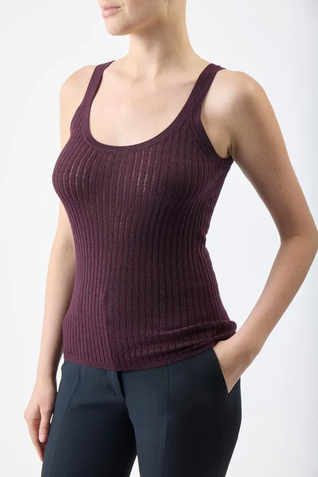 Gabriela Hearst Knitwear Women Nevin Pointelle Knit Tank Top In Deep Bordeaux Cashmere Silk
