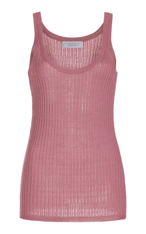 Gabriela Hearst Knitwear Women Nevin Pointelle Knit Tank Top In Rose Quartz Cashmere Silk Gabriela Hearst Knitwear Women Nevin Pointelle Knit Tank Top In Rose Quartz Cashmere Silk