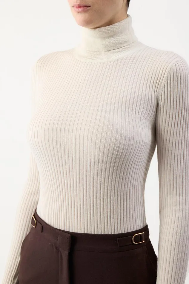 Gabriela Hearst Knitwear Women Peppe Knit Turtleneck In Ivory Cashmere Silk