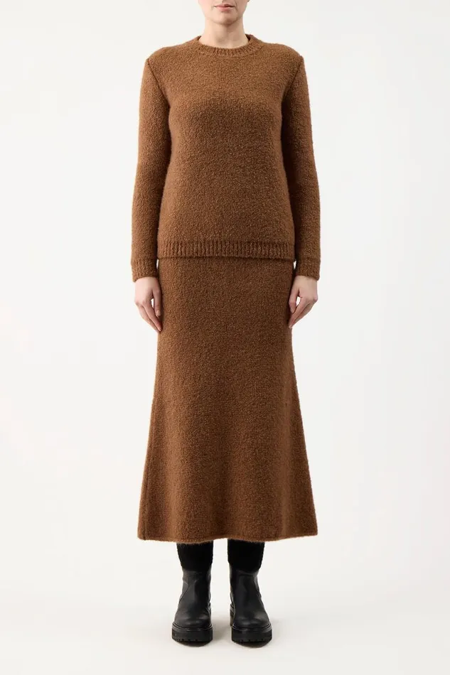 Gabriela Hearst Knitwear Women Philippe Knit Sweater In Cognac Cashmere Boucle