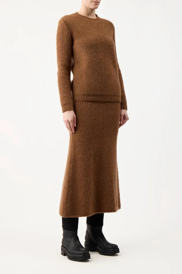 Gabriela Hearst Knitwear Women Philippe Knit Sweater In Cognac Cashmere Boucle