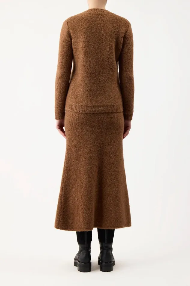 Gabriela Hearst Knitwear Women Philippe Knit Sweater In Cognac Cashmere Boucle