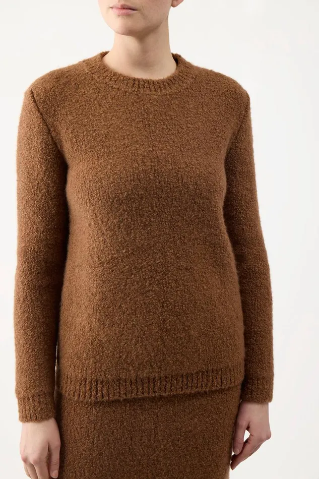 Gabriela Hearst Knitwear Women Philippe Knit Sweater In Cognac Cashmere Boucle