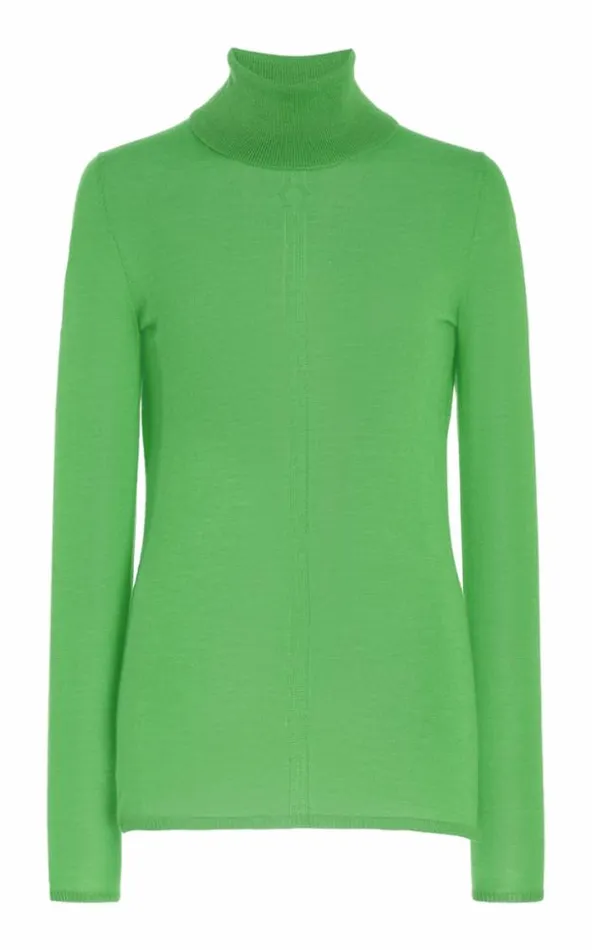 Gabriela Hearst Knitwear Women Steinem Knit Turtleneck In Fluorescent Green Cashmere Silk Gabriela Hearst Knitwear Women Steinem Knit Turtleneck In Fluorescent Green Cashmere Silk