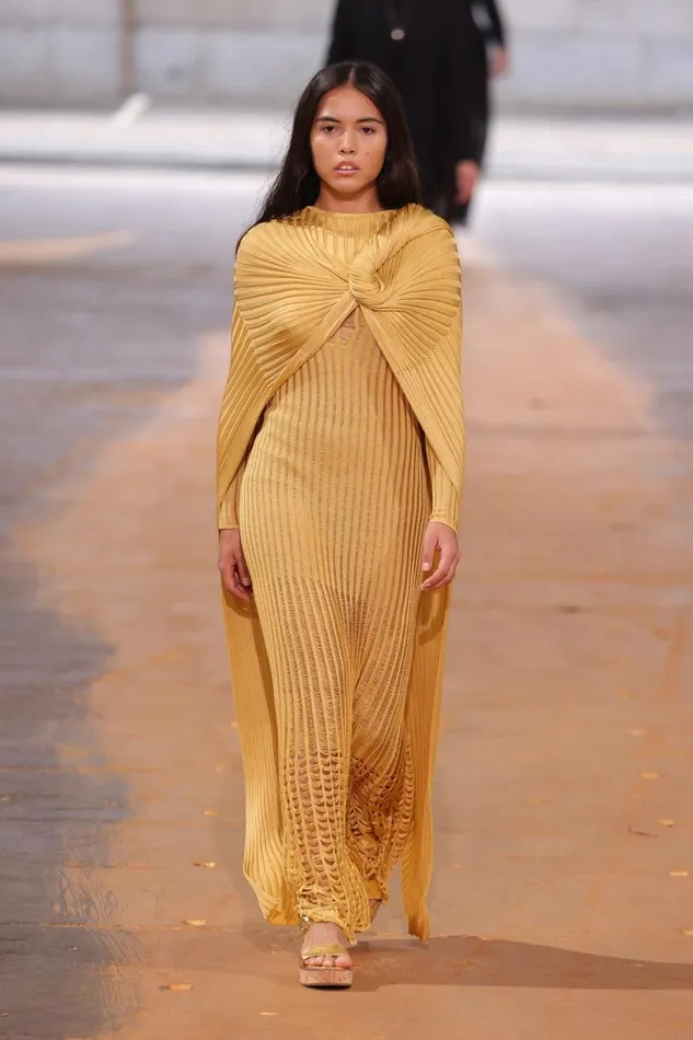 Gabriela Hearst Knitwear Women Taos Knit Poncho In Gold Silk