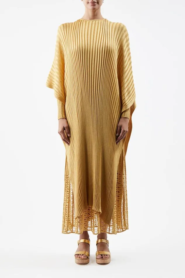 Gabriela Hearst Knitwear Women Taos Knit Poncho In Gold Silk