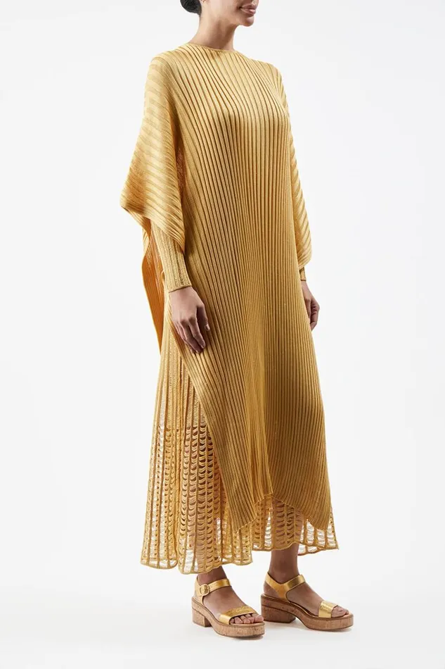 Gabriela Hearst Knitwear Women Taos Knit Poncho In Gold Silk