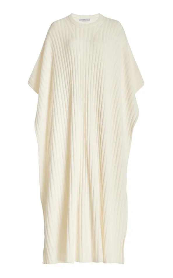 Gabriela Hearst Knitwear Women Taos Knit Poncho In Ivory Merino Wool Cashmere Gabriela Hearst Knitwear Women Taos Knit Poncho In Ivory Merino Wool Cashmere