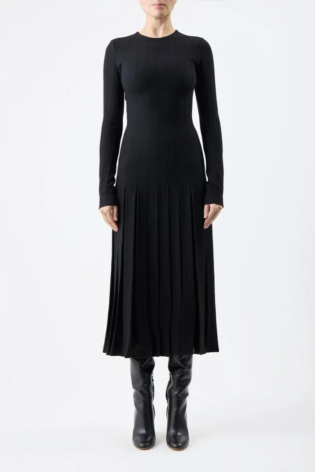 Gabriela Hearst Knitwear Women Walsh Knit Pleated Dress In Black Wool