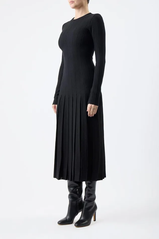 Gabriela Hearst Knitwear Women Walsh Knit Pleated Dress In Black Wool