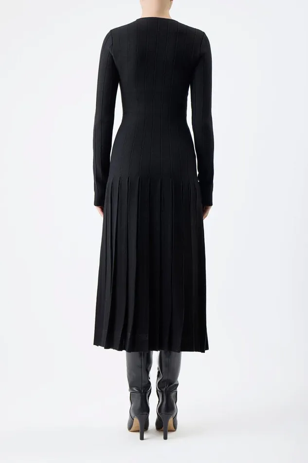 Gabriela Hearst Knitwear Women Walsh Knit Pleated Dress In Black Wool
