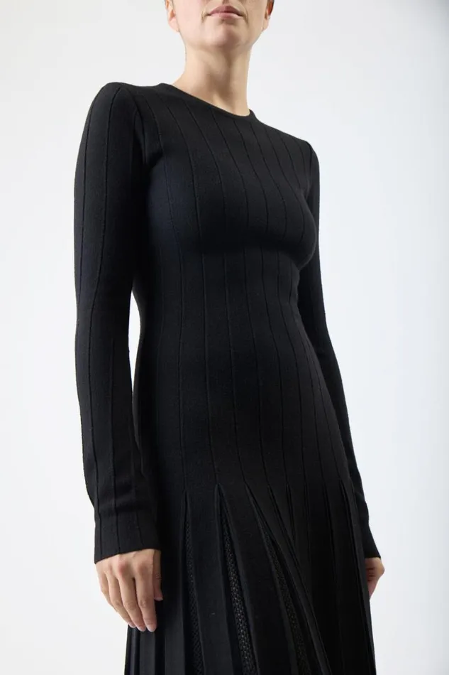 Gabriela Hearst Knitwear Women Walsh Knit Pleated Dress In Black Wool