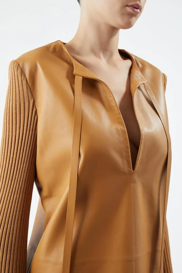Gabriela Hearst Leathers Women Beko Dress In Cashew Nappa Leather