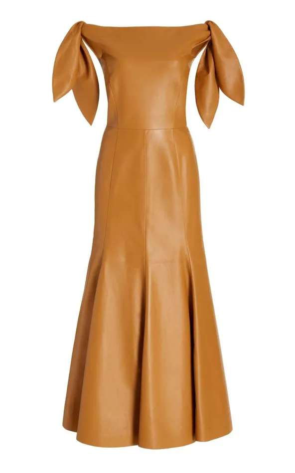 Gabriela Hearst Leathers Women Eda Dress In Cashew Nappa Leather