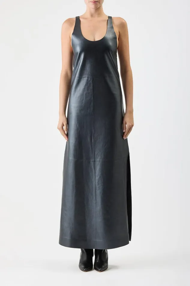 Gabriela Hearst Leathers Women Ellson Dress In Black Metallic Nappa Leather