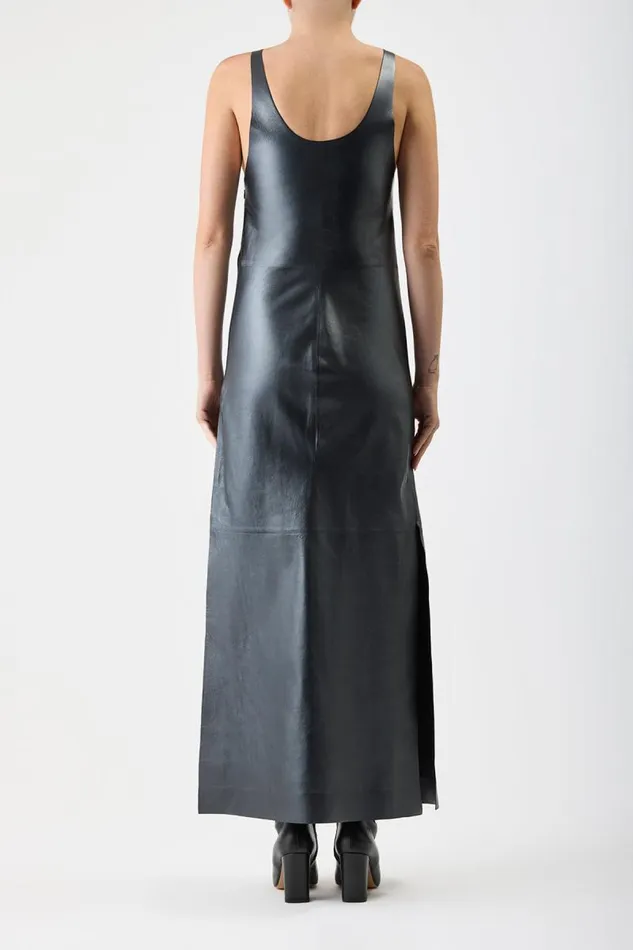 Gabriela Hearst Leathers Women Ellson Dress In Black Metallic Nappa Leather