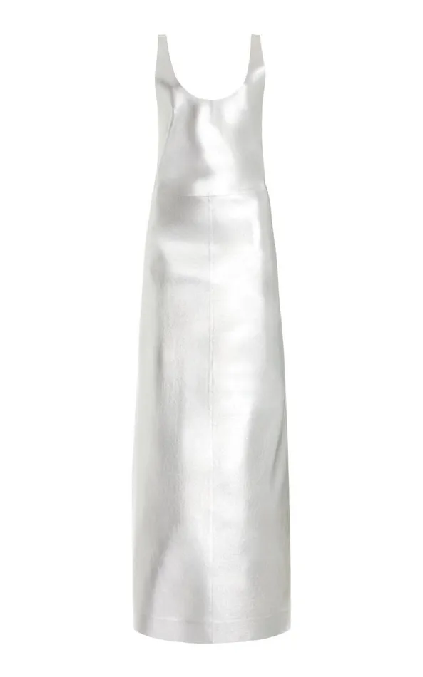 Gabriela Hearst Leathers Women Ellson Dress In Silver Metallic Nappa Leather