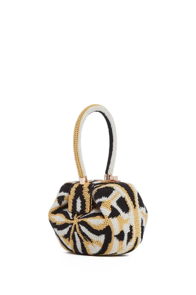 Gabriela Hearst Mini Bags WomenMen Demi Bag In Gold Black and Ivory Crochet
