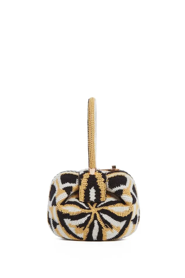 Gabriela Hearst Mini Bags WomenMen Demi Bag In Gold Black and Ivory Crochet