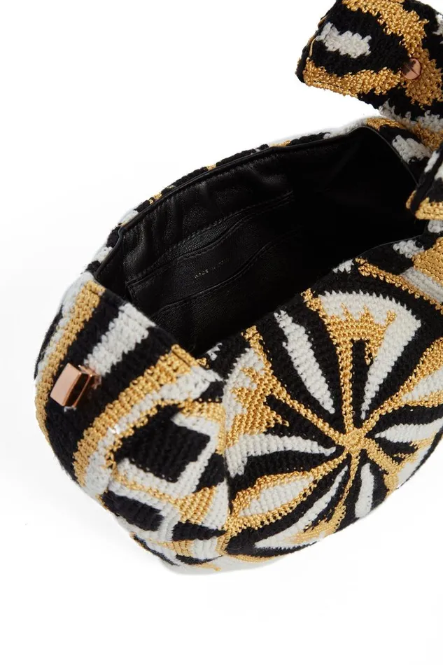 Gabriela Hearst Mini Bags WomenMen Demi Bag In Gold Black and Ivory Crochet