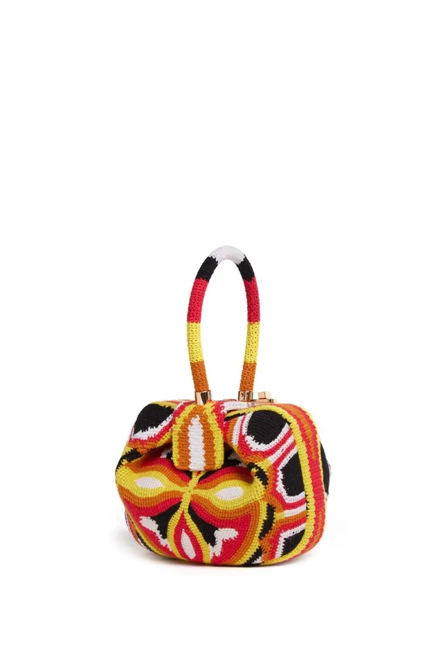 Gabriela Hearst Mini Bags WomenMen Demi Bag In Red Yellow and Black Crochet