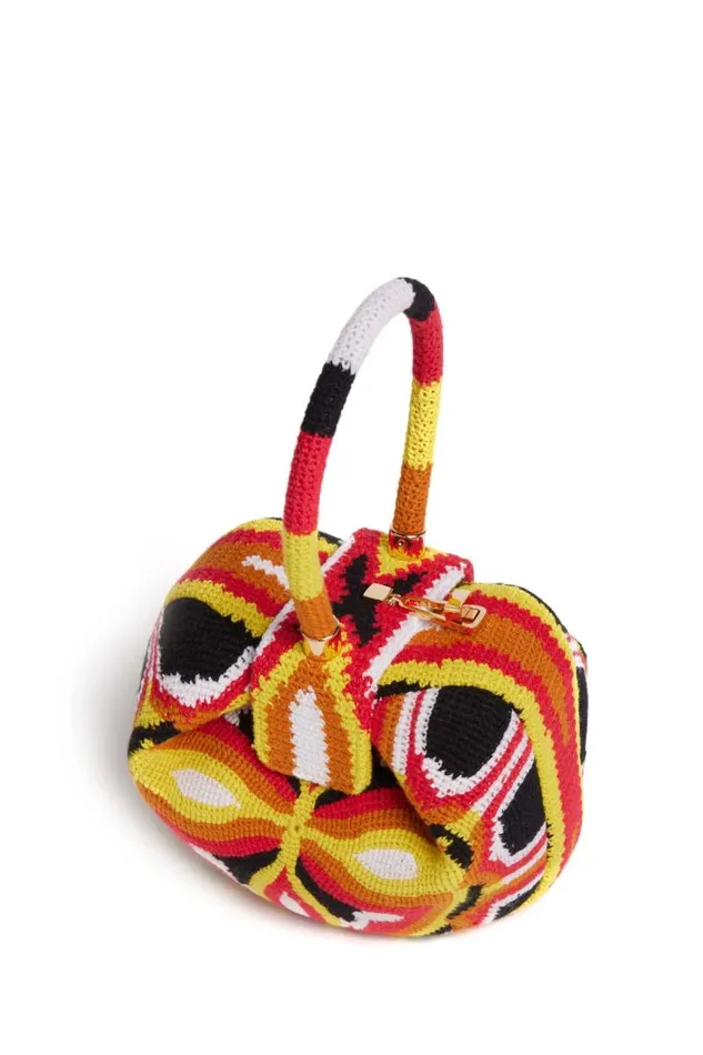 Gabriela Hearst Mini Bags WomenMen Demi Bag In Red Yellow and Black Crochet