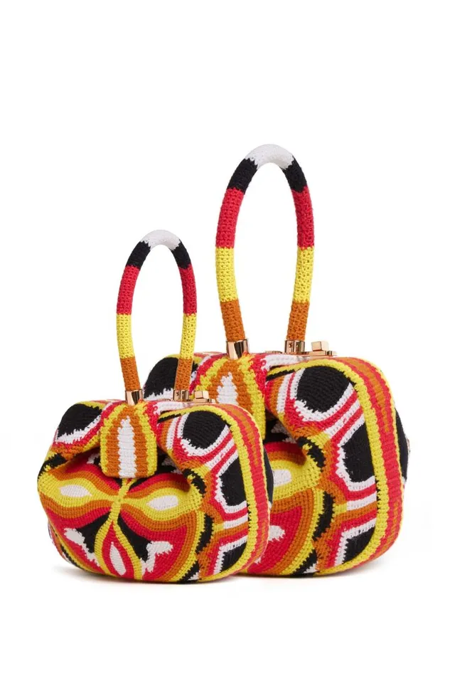 Gabriela Hearst Mini Bags WomenMen Demi Bag In Red Yellow and Black Crochet